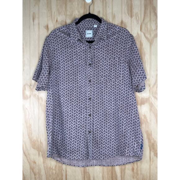 ROWM Men's Button-Down Eagle Bird Print Brown Blue Shirt Large Casual - Picture 8 of 8